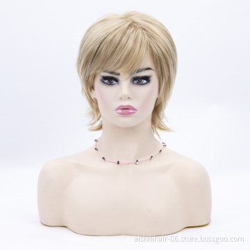 Wholesale vendors blonde Short Straight natural wig Synthetic hair Wigs for Women